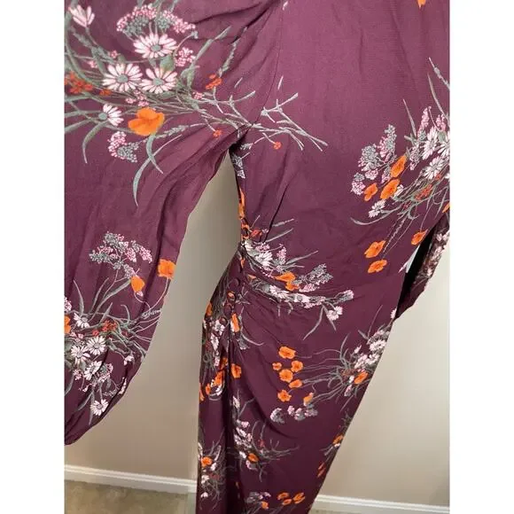 Reformation Aude Floral Smocked Georgette Turtleneck Long Sleeve Midi Dress Sz 0 - Picture 5 of 8